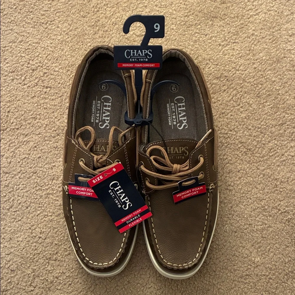 Chaps Faux Leather Benny Boat Shoes - Men’s Size 9